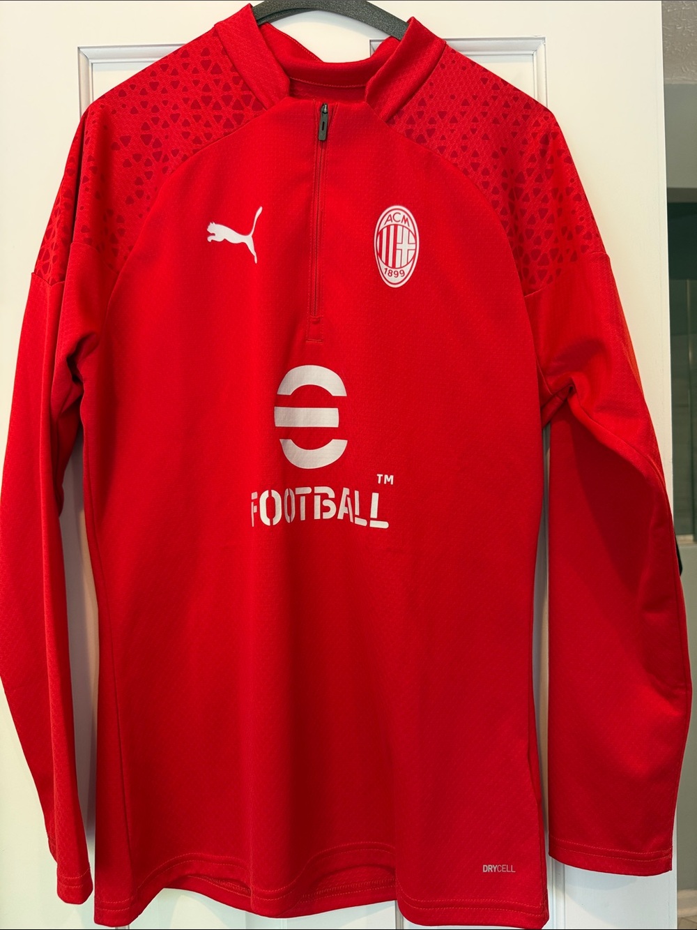 Puma Red AC Milan Half-Zip Football Top Adult Small